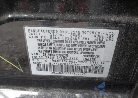 2025 Nissan Sentra Sv from USA, damaged, VIN 3N1AB8CV7SY263375